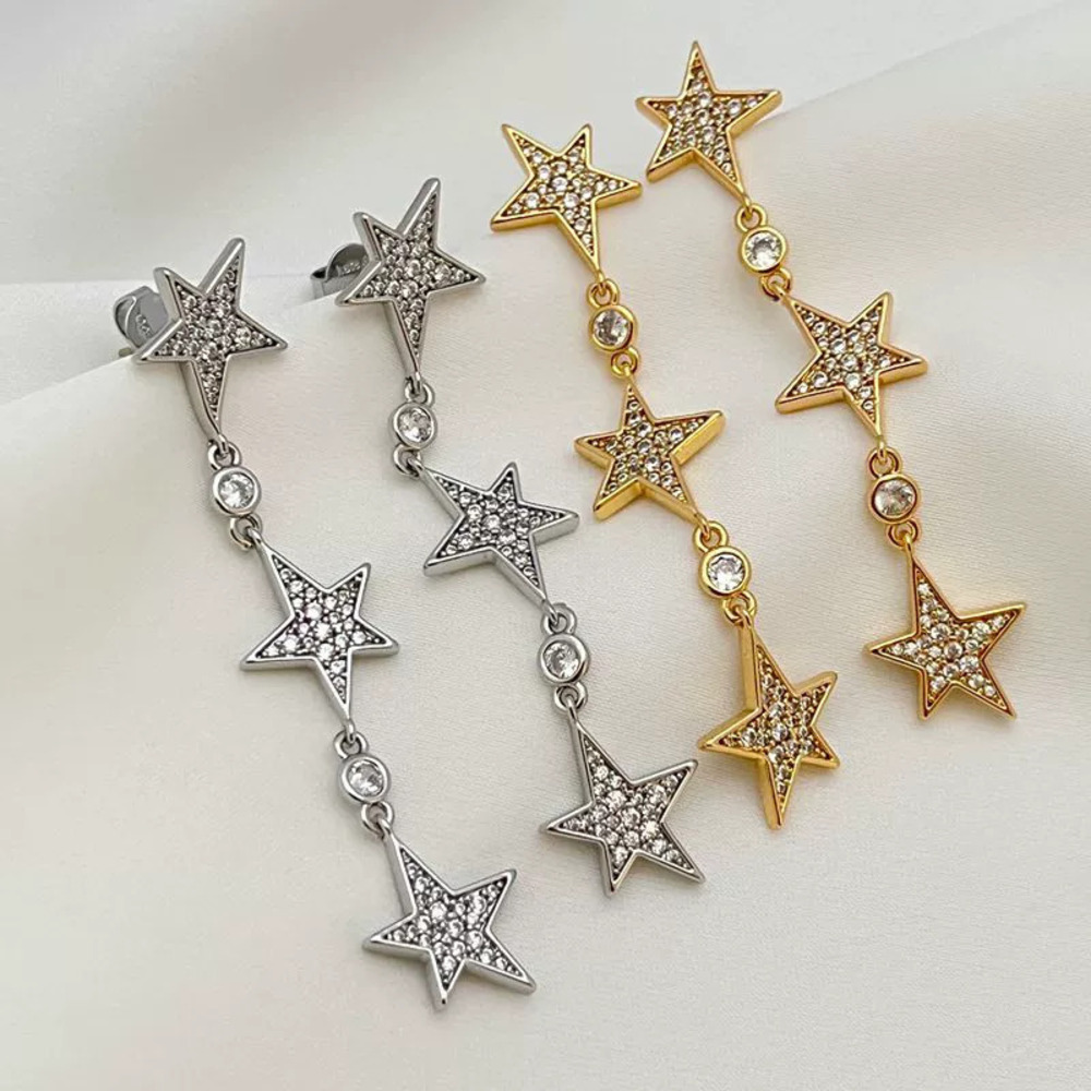 Kendra Scott CZ 5 Point Star Long Earrings